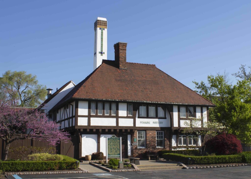 The exterior of the historic Pewabic Pottery building in Detroit Michigan