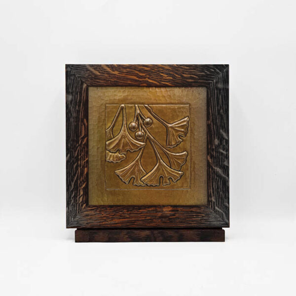 Copper Ginkgo Leaf Tile - Framed