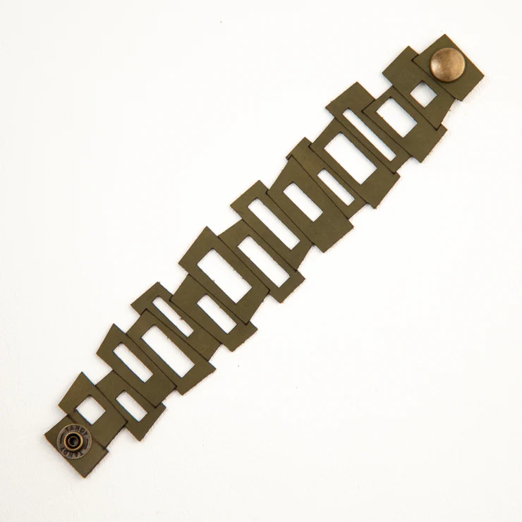 Mid Cen Mod Rectangle Leather Bracelet