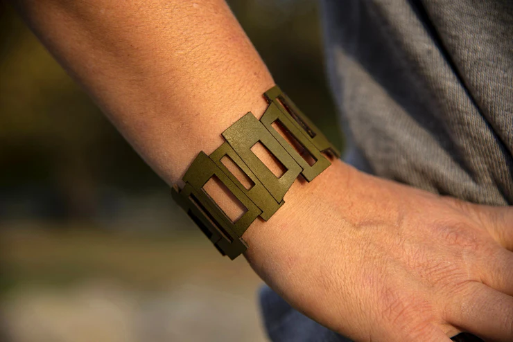 Mid Cen Mod Rectangle Leather Bracelet - Image 3