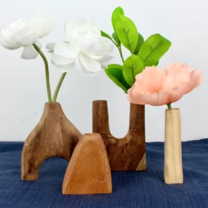 Hand Carved Wooden Vases