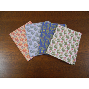 This image shows the four color variations for our tea towels in the leaf and berry pattern.