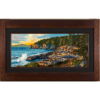 This panoramic print depicts the coastline of Acadia, Maine.