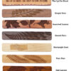 This image shows the wooden bookmarks labeled based on design.