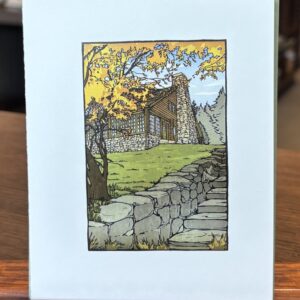 Greeting Card – Log House in Autumn by Yoshiko Yamamoto