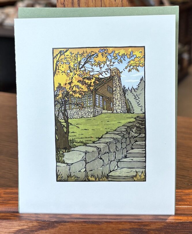 Greeting Card – Log House in Autumn by Yoshiko Yamamoto