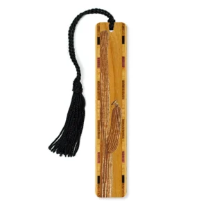 Cactus with Bird Engraved Wooden Bookmark