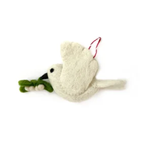Dove With Olive Branch Felt Wool Christmas Ornament