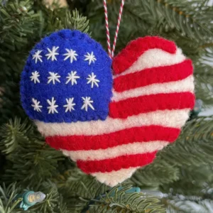 Flag Heart Felt Wool Ornament
