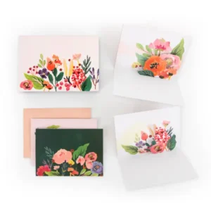 Floral Boxed Dimensional Notecard Set with Gold Foil