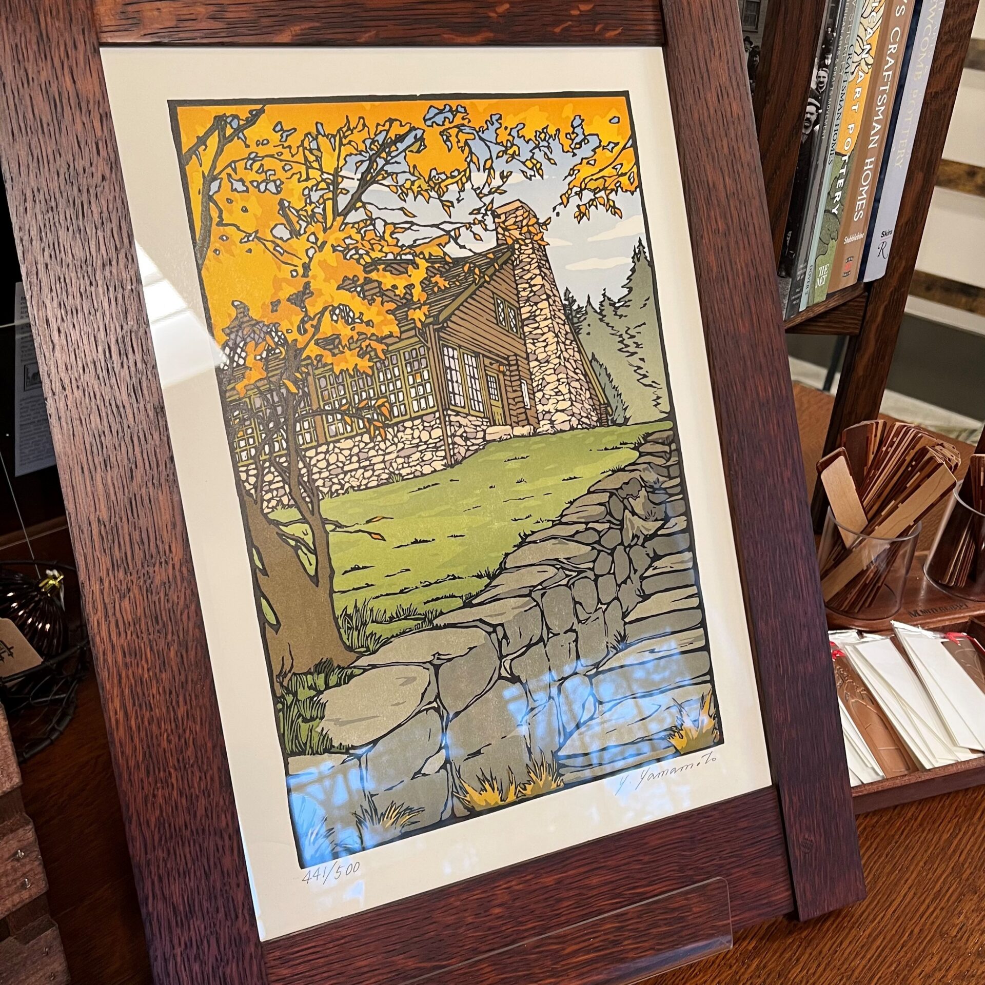 Yoshiko Yamamoto Block Print 100th Anniversary (framed) Stickley Museum