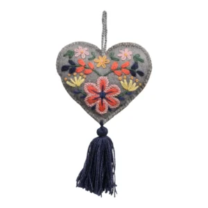 Embroidered Heart Sachet - Grey