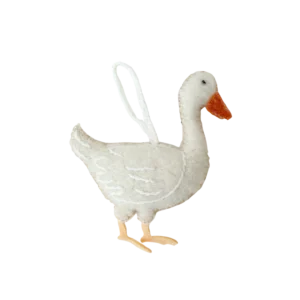 White Goose Embroidered Wool Christmas Ornament